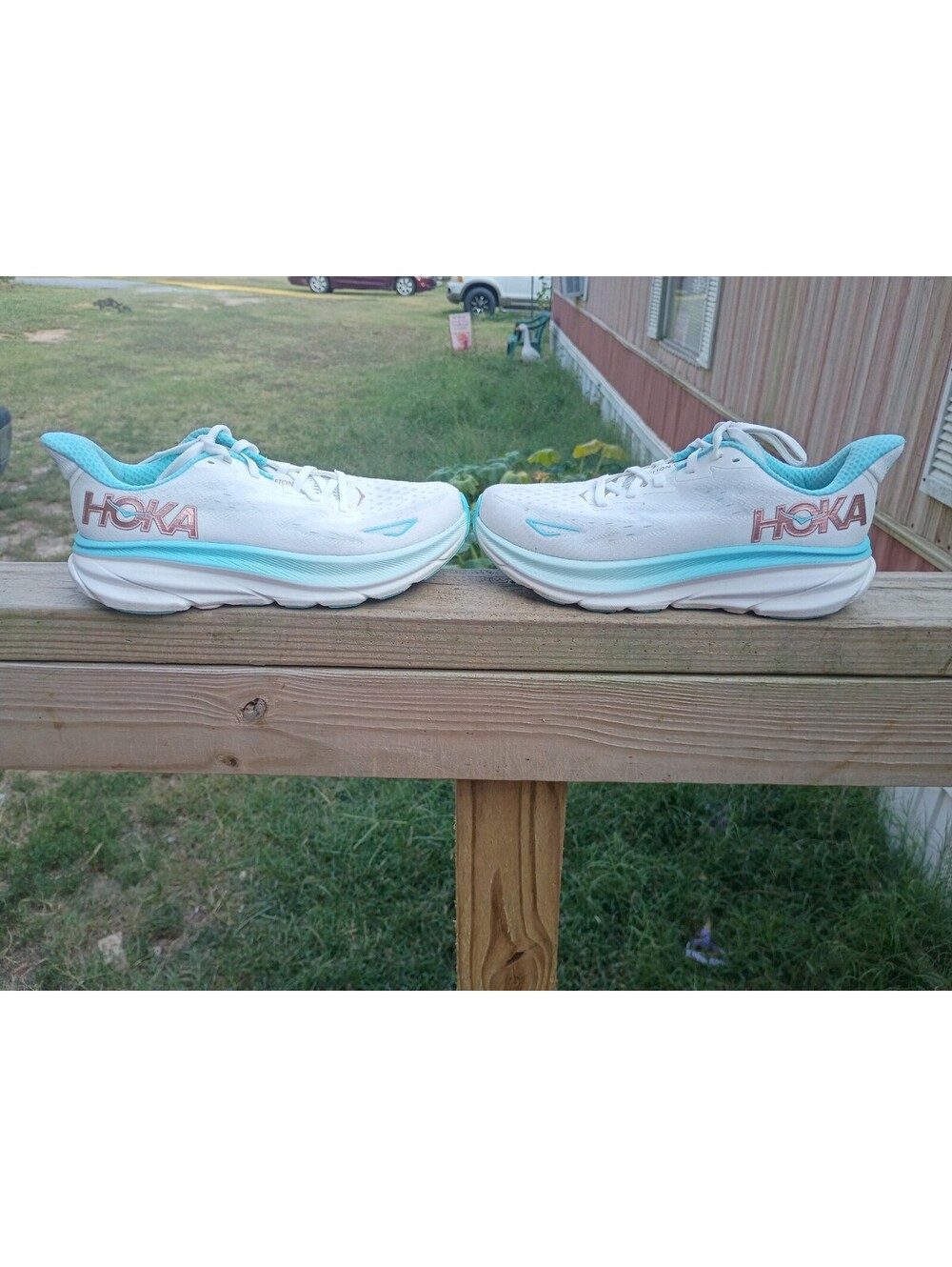 Hoka One One Women's Running Shoes Size 6.5B White and Light Blue - Picture 2 of 6